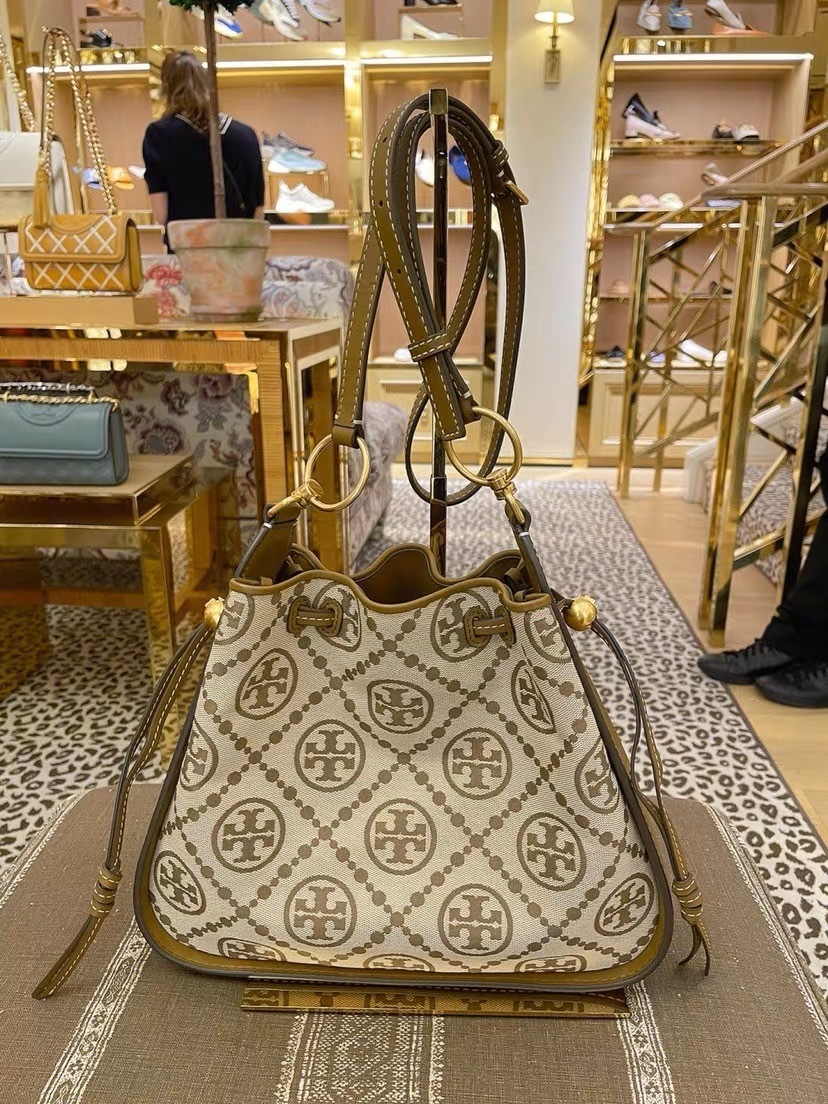 T Monogram Jacquard Bell Bag, Handbags