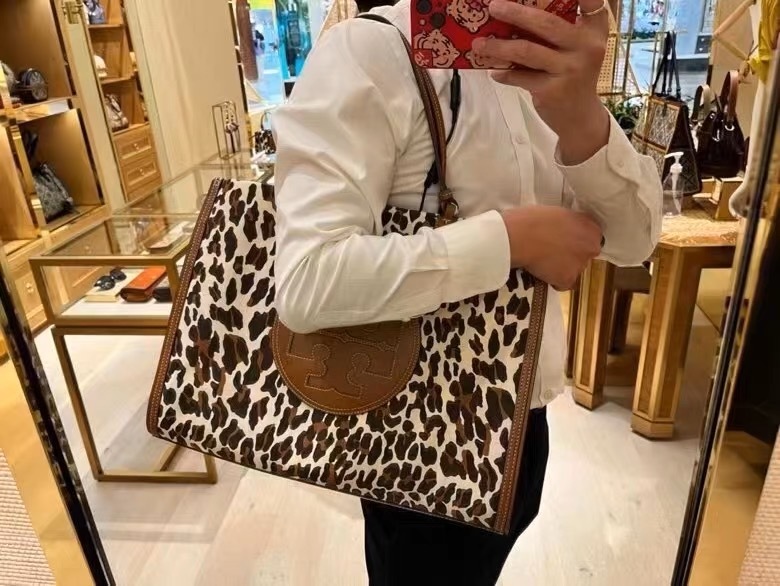 TORY BURCH Ella Leopard Canvas Tote Bag – Vinee Bag