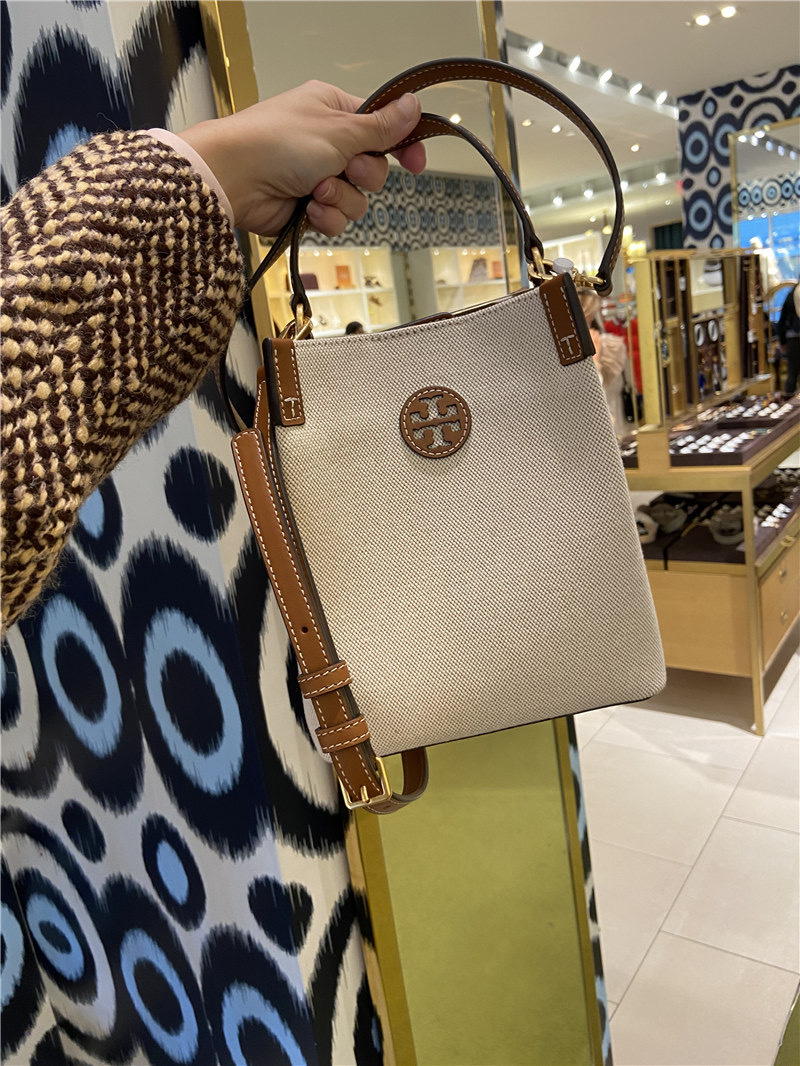 Jual Tory Burch Blake Canvas Bucket Bag - Cokelat - Jakarta