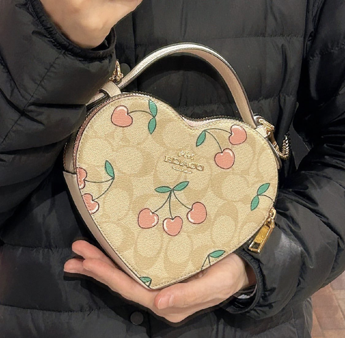 COACH Heart Crossbody In Signature Canvas With Heart Cherry – Vinee Bag COACH Heart Crossbody In Signature Canvas With Heart Cherry – Vinee Bag