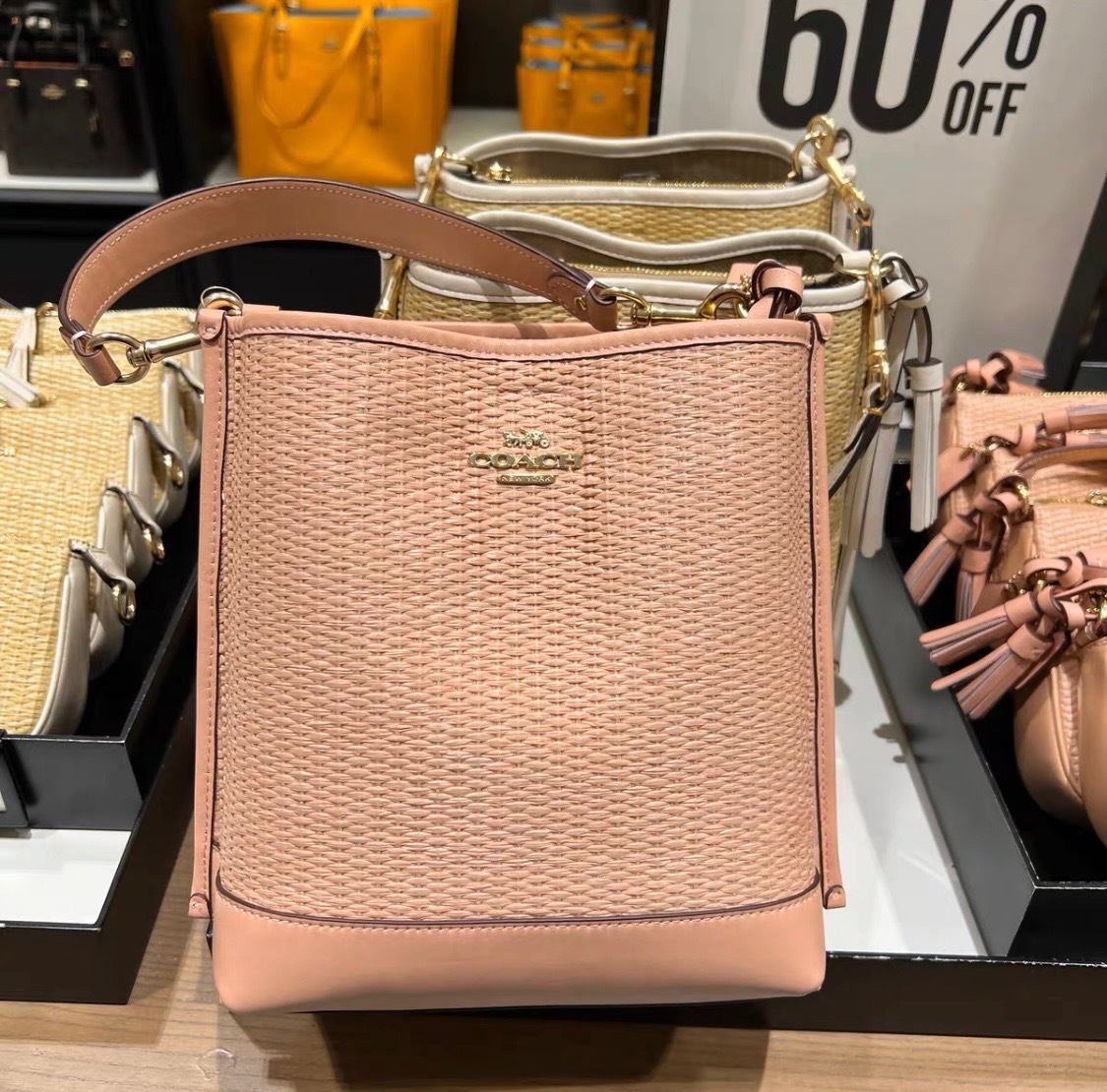 DIRECT OUTLET】COACH Mollie Bucket Bag in Straw – Vinee Bag