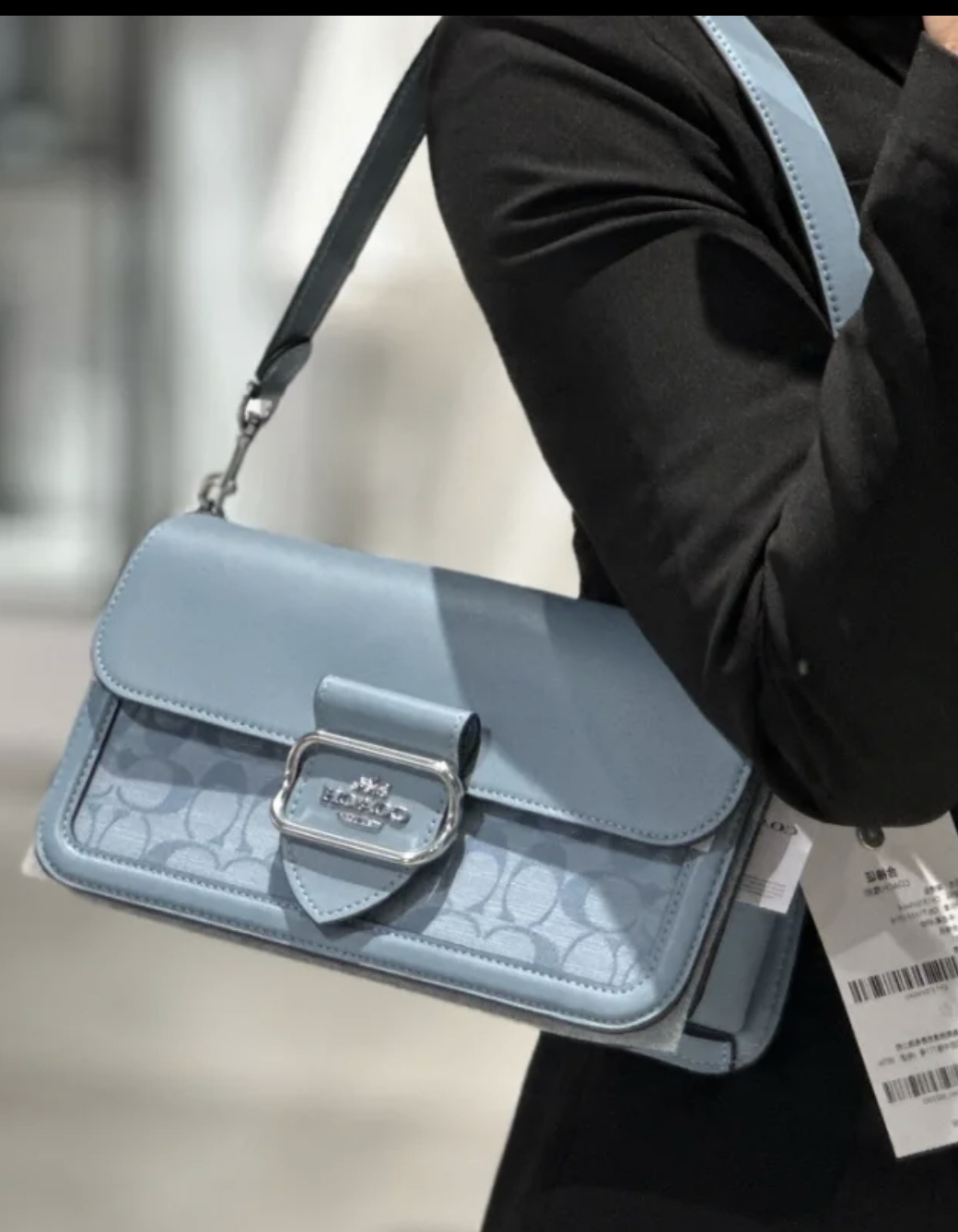 Light blue coach shoulder bag best sale