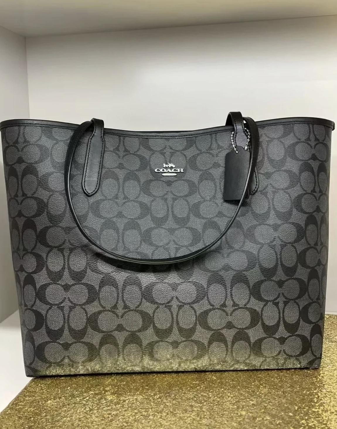 COACH City Tote In Signature Graphite Black – Vinee Bag