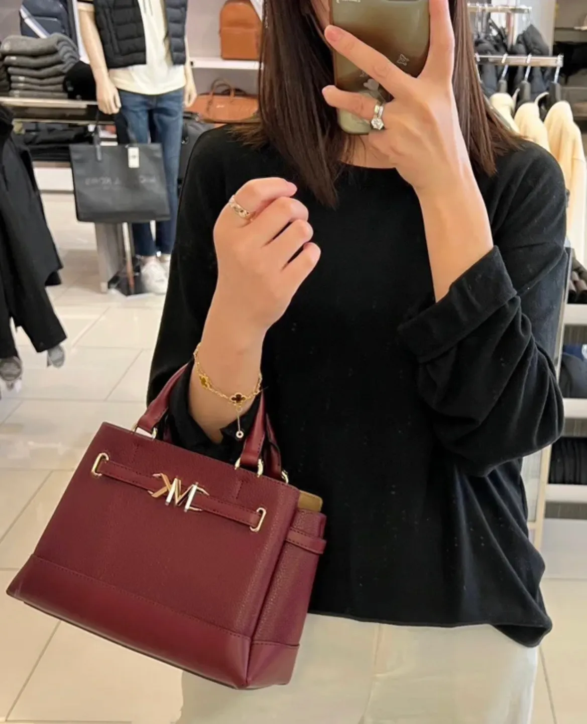 Michael Kors Ciara Satchel & Double Zip Wa… | Leather satchel handbags,  Studded backpack, Michael kors black purse