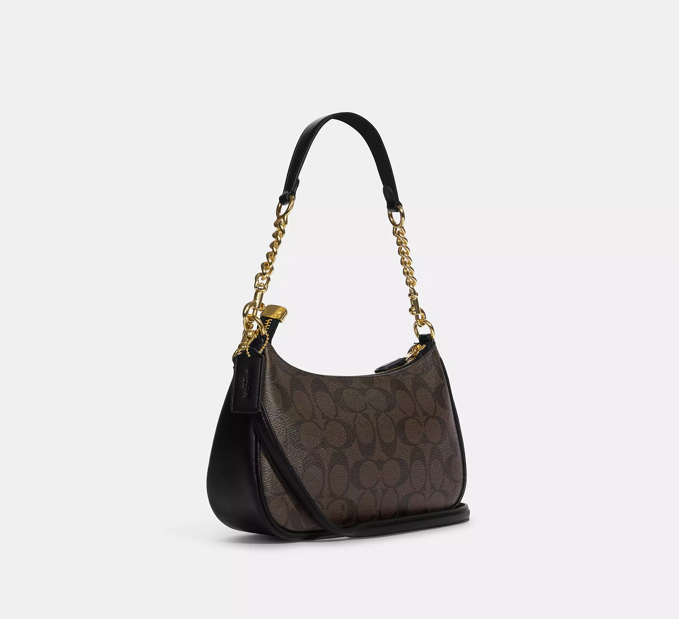 DIRECT OUTLET COACH Teri Shoulder Bag In Signature Canvas Brown Black Vinee Bag