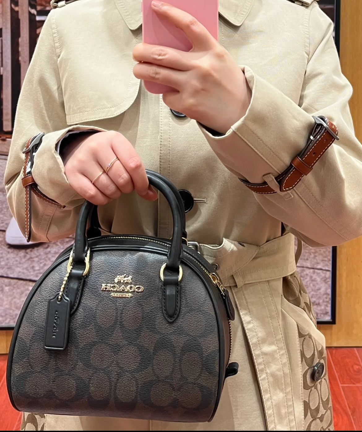 COACH Sydney Satchel In Signature Brown Black – Vinee Bag