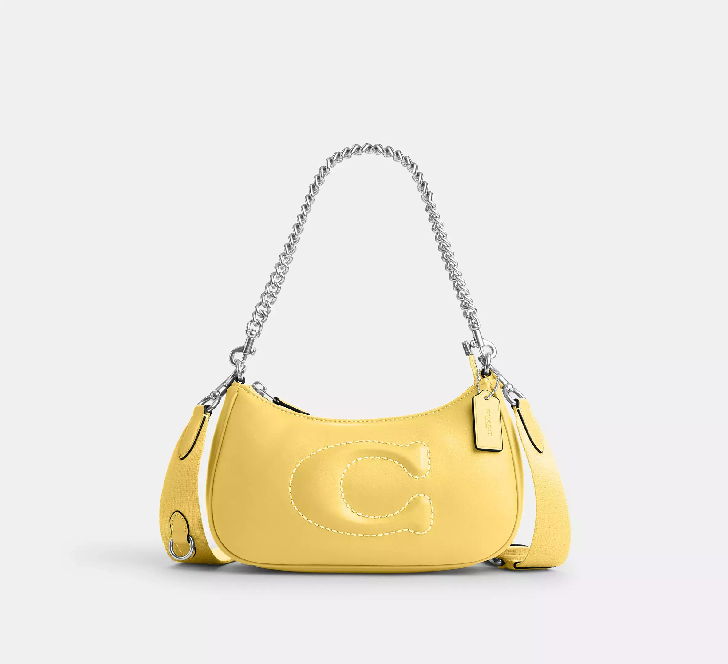 DIRECT OUTLET COACH Teri Shoulder Bag With Signature Quilting In Silve Retro Yellow