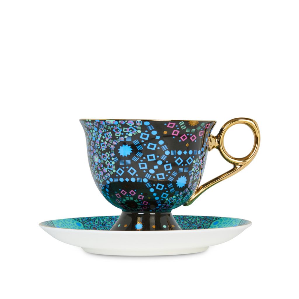 H211BC149_moroccan_tealeidoscope_black_cup_&_saucer_tall_front