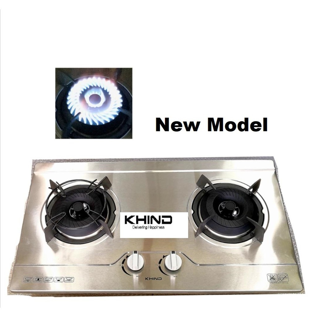 KHIND Stainless steel hob HB802S2 Gas Cooker Stove Builtin hob Eson