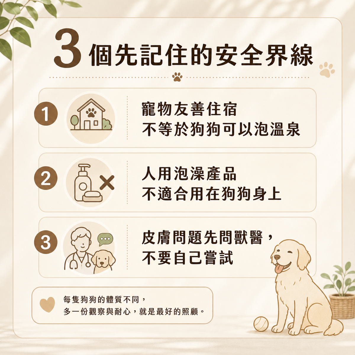 狗狗溫泉粉安全界線 FAQ 圖卡