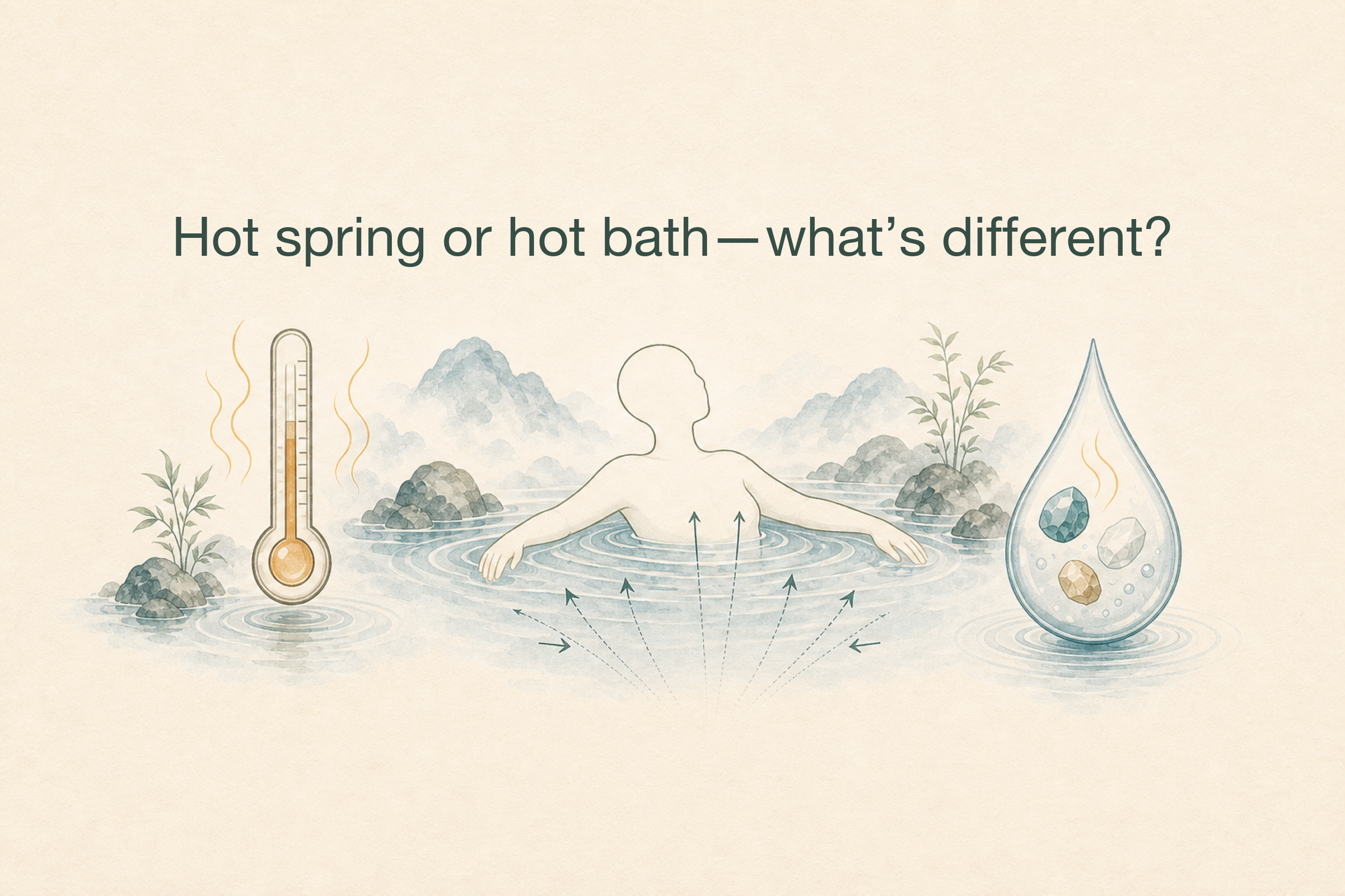 Is a hot spring better than a hot bath? Heat, water pressure and buoyancy, and what the balneotherapy evidence really shows