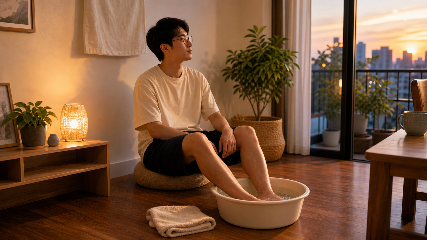 冷房で一日過ごして外は猛暑——帰宅後の足湯はどうする？少量のお湯でできる足湯入門ガイド