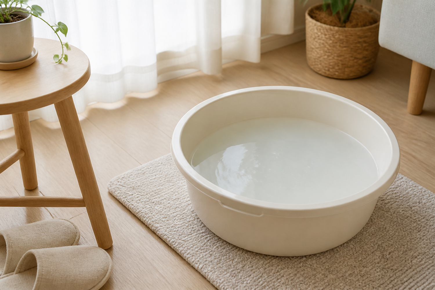 Low-pressure first-use footbath starting point illustration