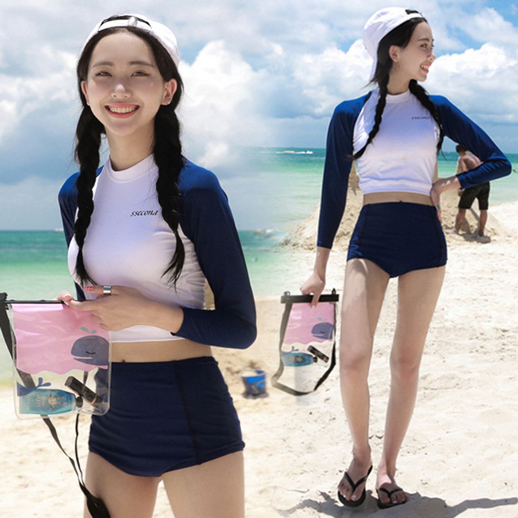 Women's Swimwear One Piece Swimsuit Sun Protection Long Sleeve