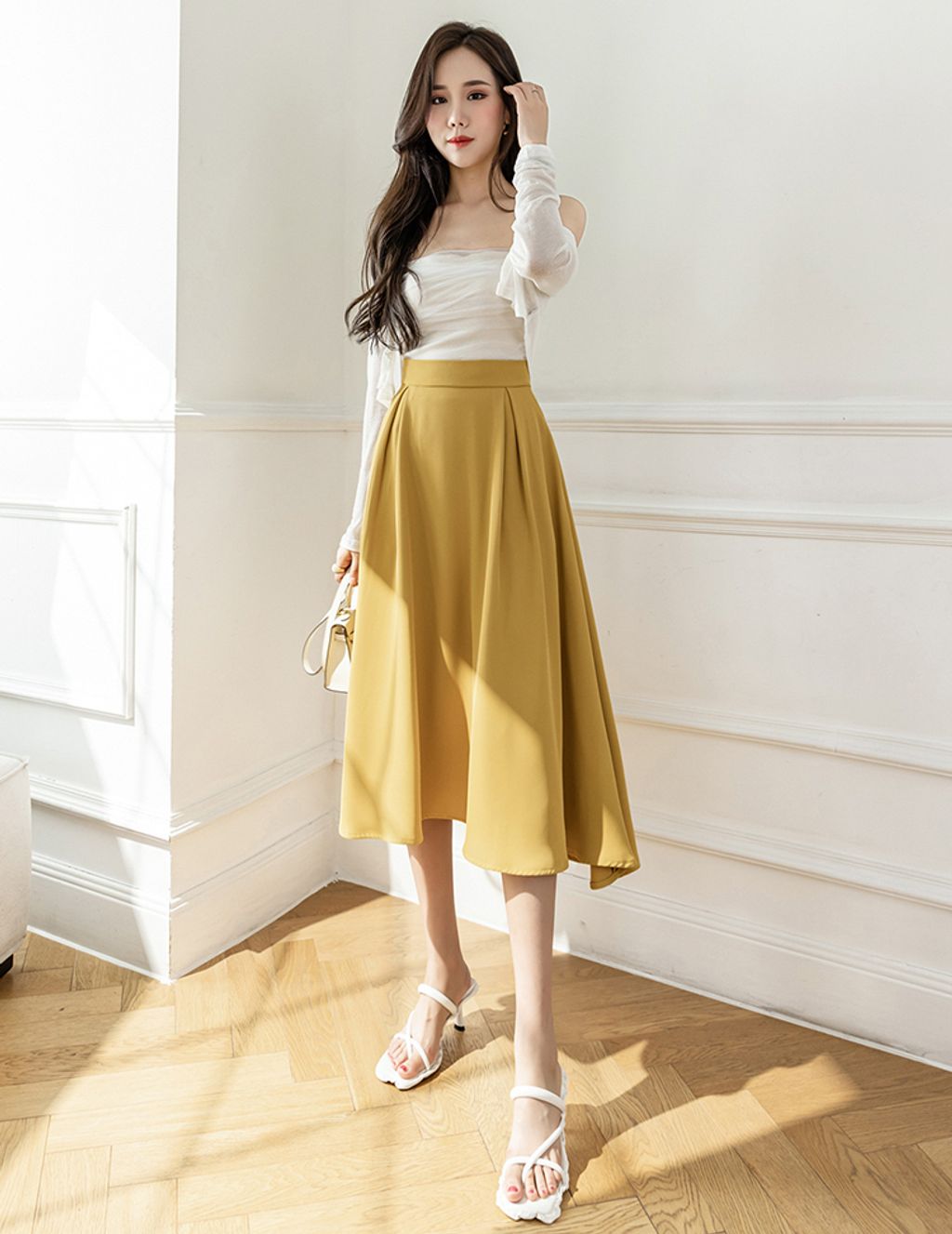 Yellow Front Skirt Back Pants, Women's Fashion, Bottoms, Skirts on Carousell