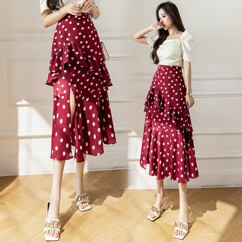 Polka dot cheap skirt chiffon