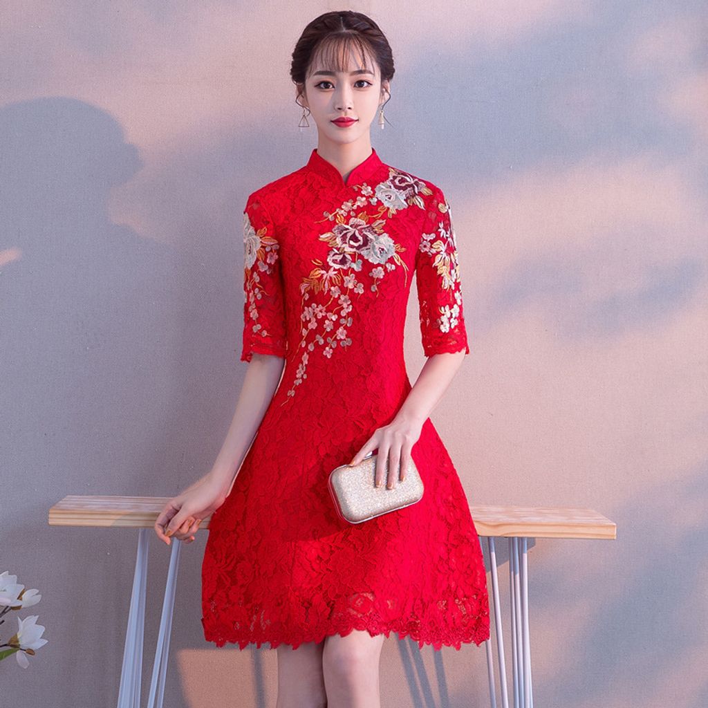 OOTD12607 LACE STITCHING CHEONGSAM DRESS – OOTD MALAYSIA