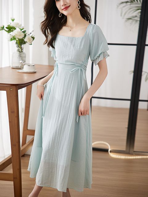 SQUARE NECKLINE PUFF SLEEVE DRESS OOTD14717 – OOTD MALAYSIA