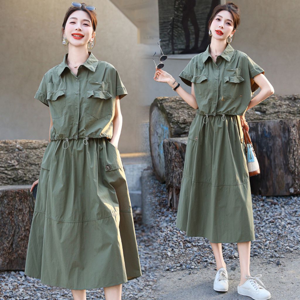 LOOSE DRAWSTRING BLOUSE AND MIDI SKIRT OOTD16830 OOTD MALAYSIA