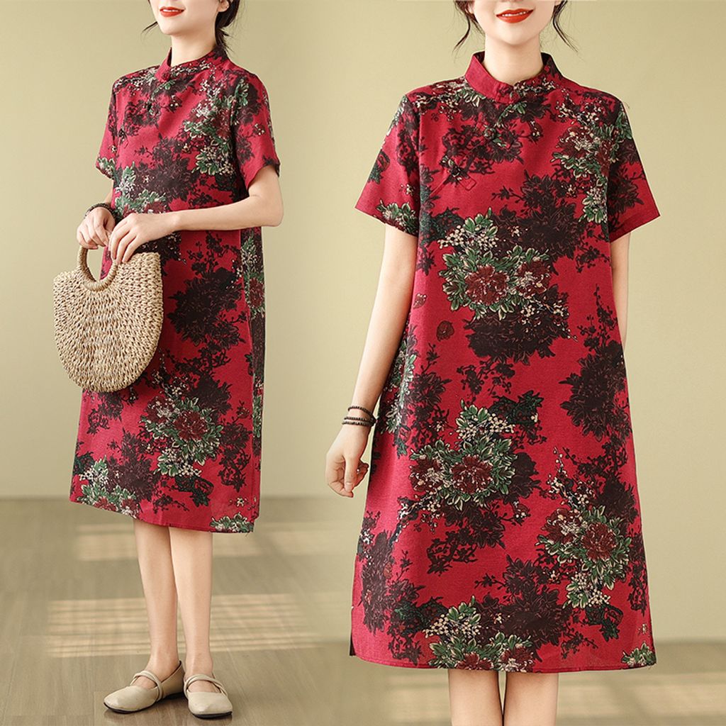 RETRO LOOSE CHEONGSAM DRESS OOTD17788 OOTD MALAYSIA