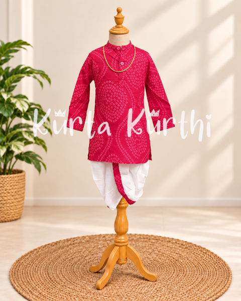 Magenta Bandhani Kurta Studio Display