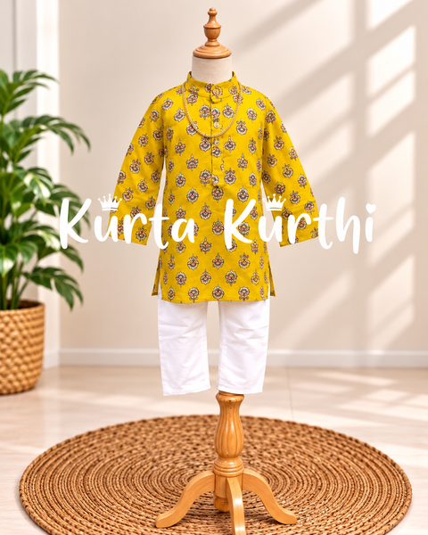 Mustard Floral Kurta Display