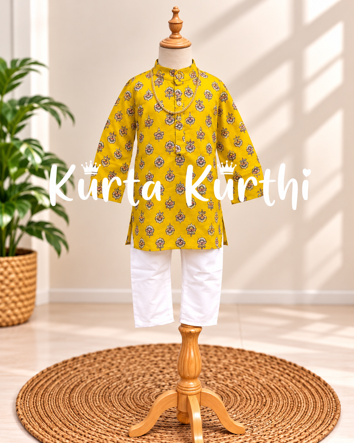 Mustard Floral Kurta Display
