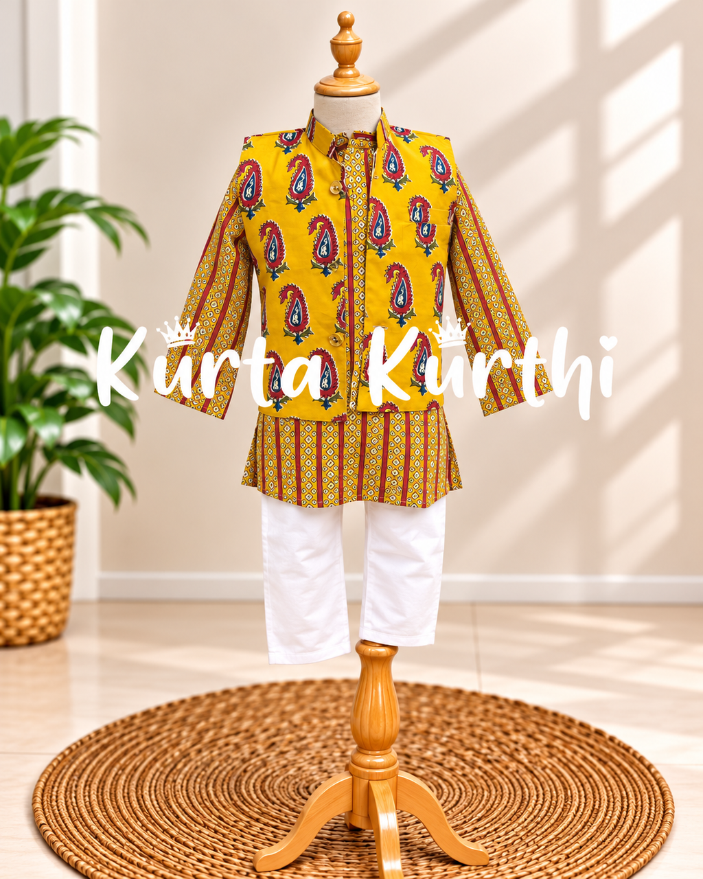 Mustard Kurta Set on Mannequin