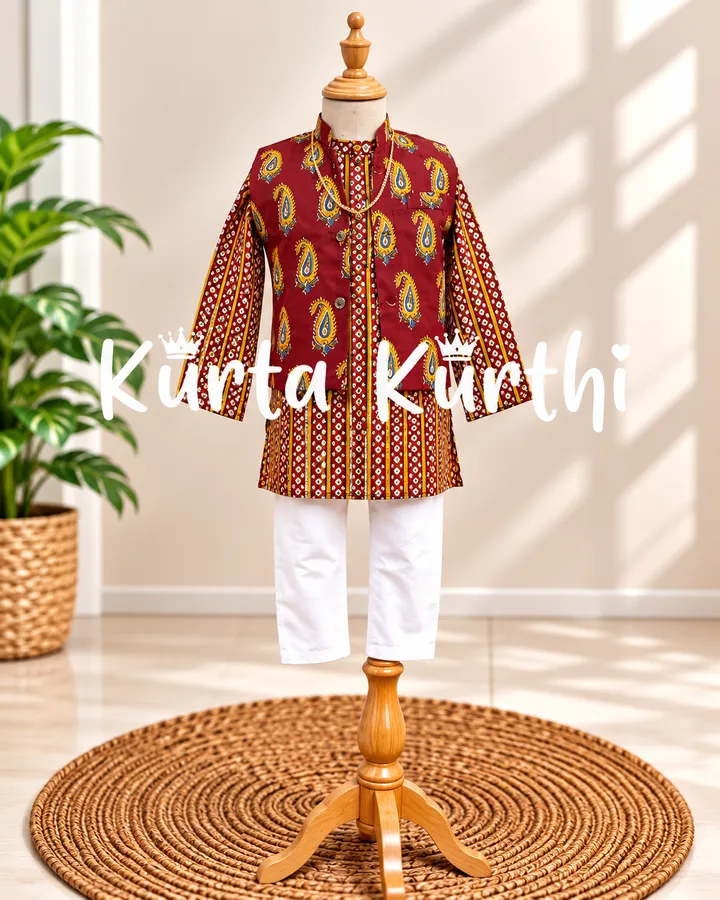 Traditional Maroon Kurta Set Display