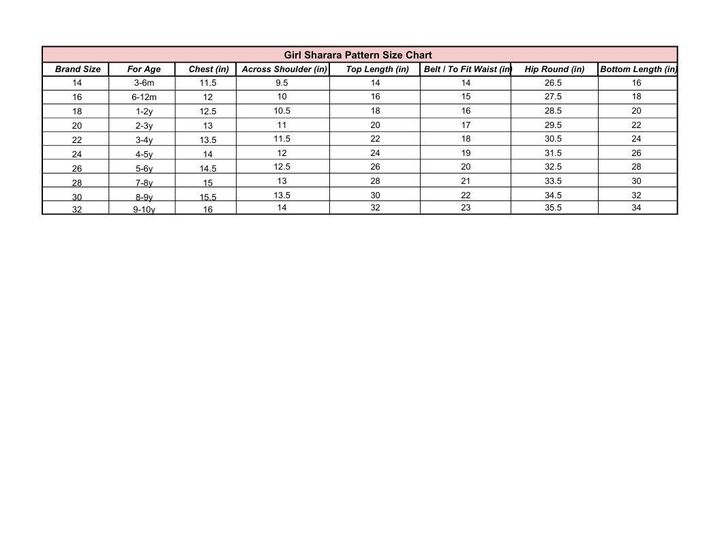 Girl Sharara Pattern Size Chart .pdf