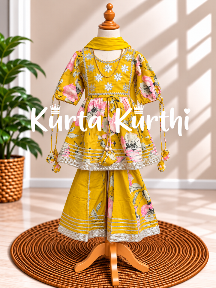 Mustard Floral Kurta Set Display