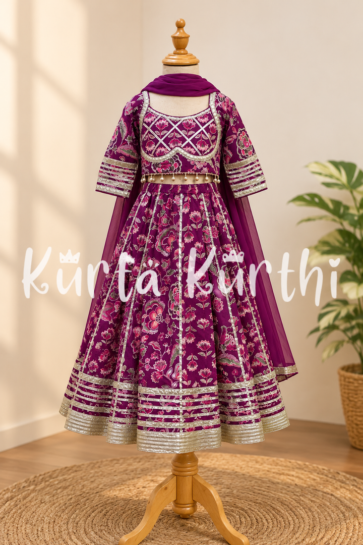 Plum Floral Lehenga Display