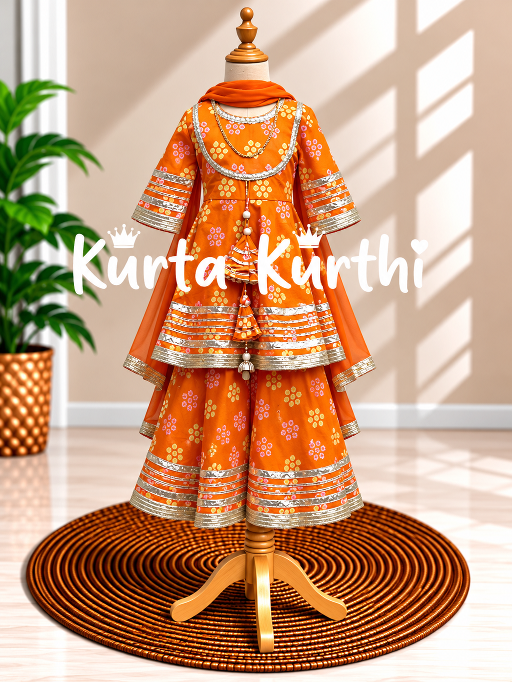 Vibrant Orange Kurta Kurthi Display