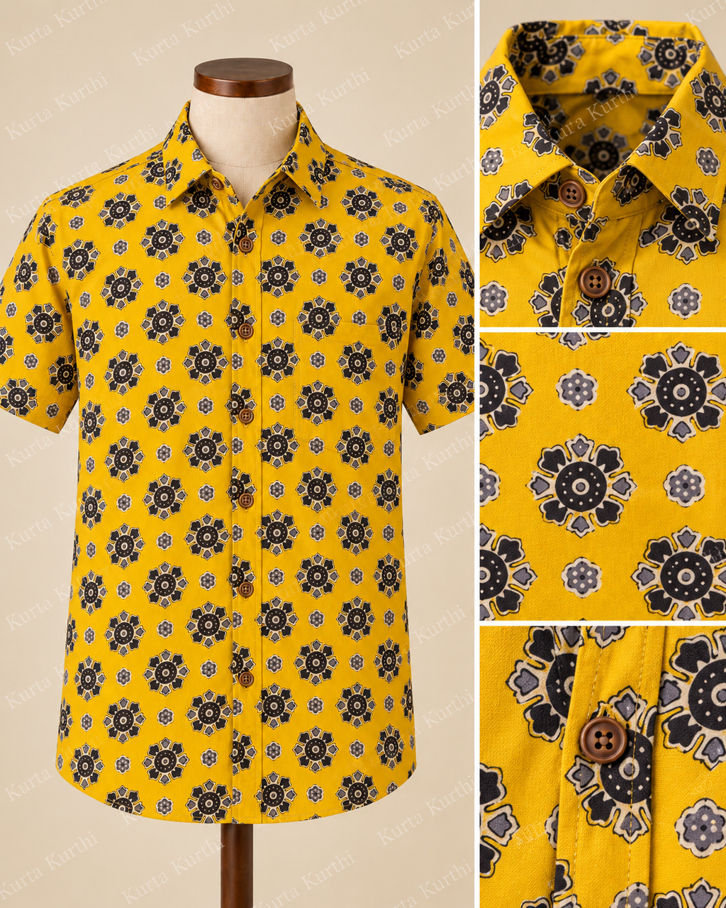 Mustard Floral Shirt Catalogue Collage