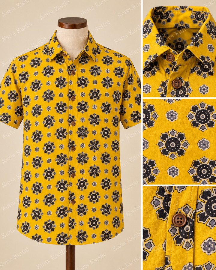 Mustard Floral Shirt Catalogue Collage