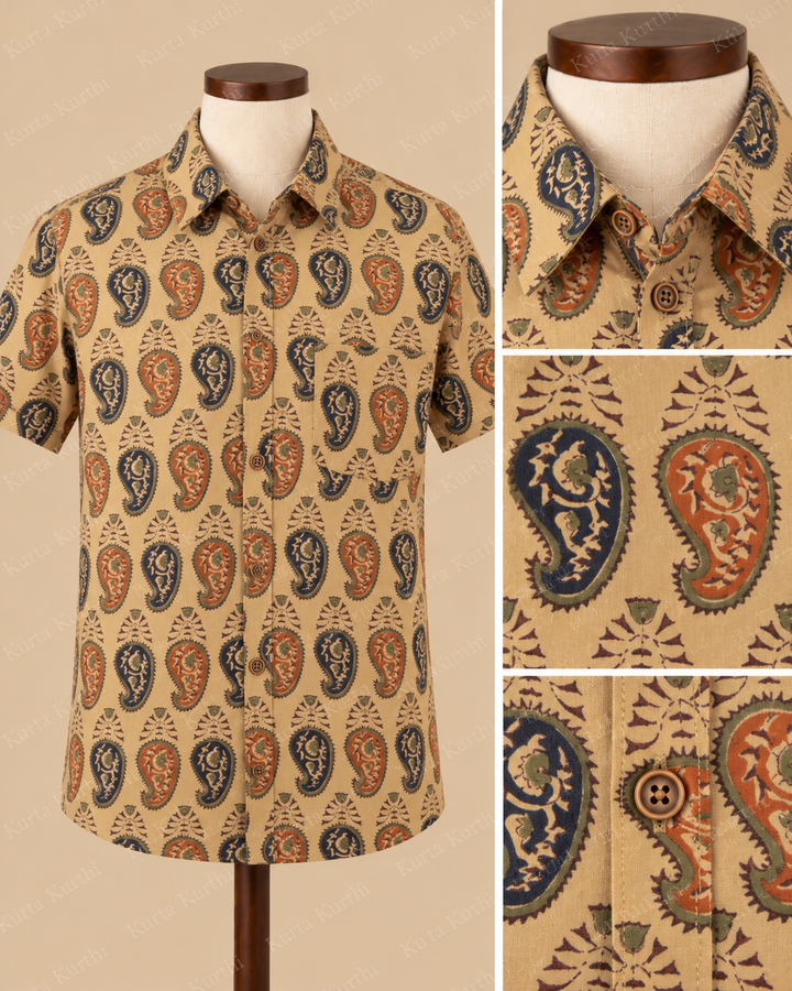 Paisley Block-Print Shirt Detail Collage