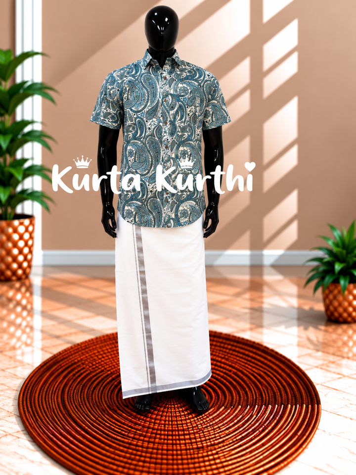 Paisley Shirt and White Mundu Display