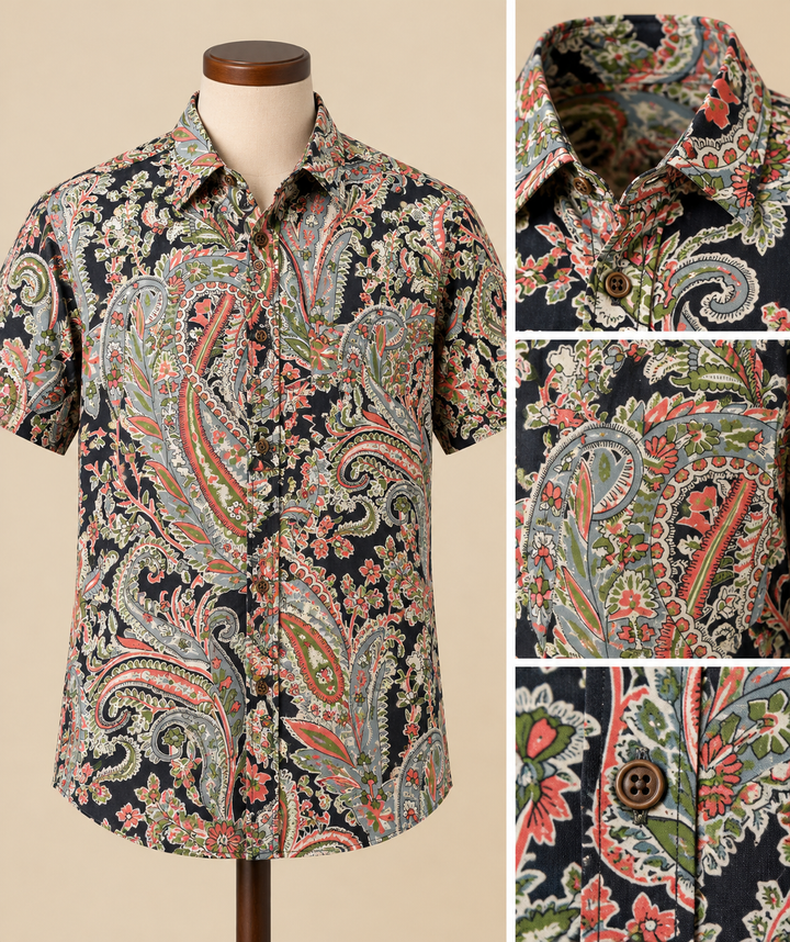 Paisley Floral Shirt Detail Collage