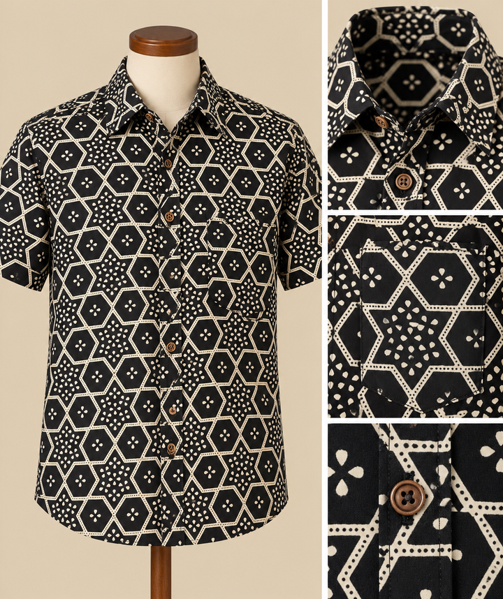Geometric Batik Shirt Catalog Collage