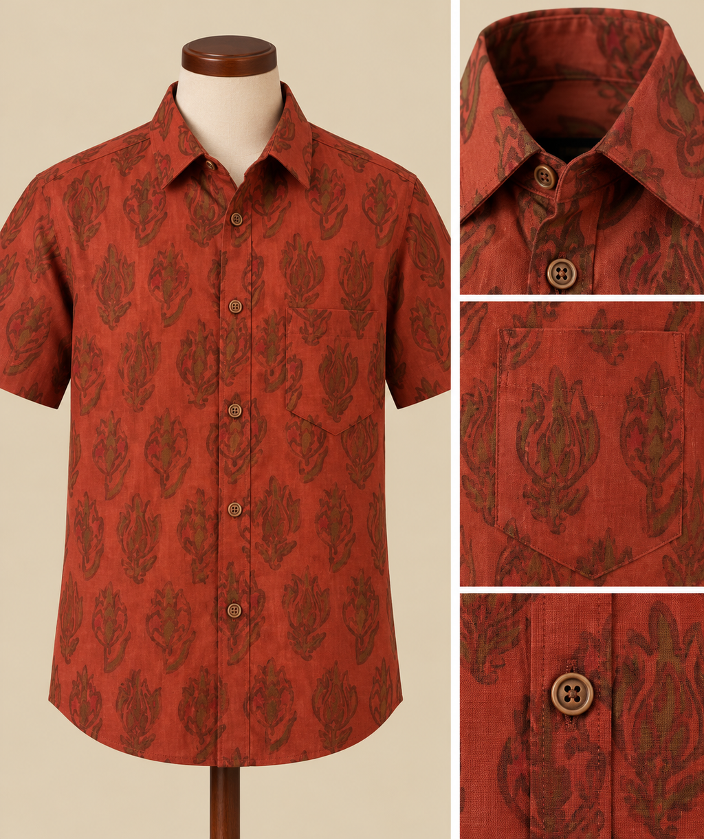 Rust Floral Print Shirt Catalog