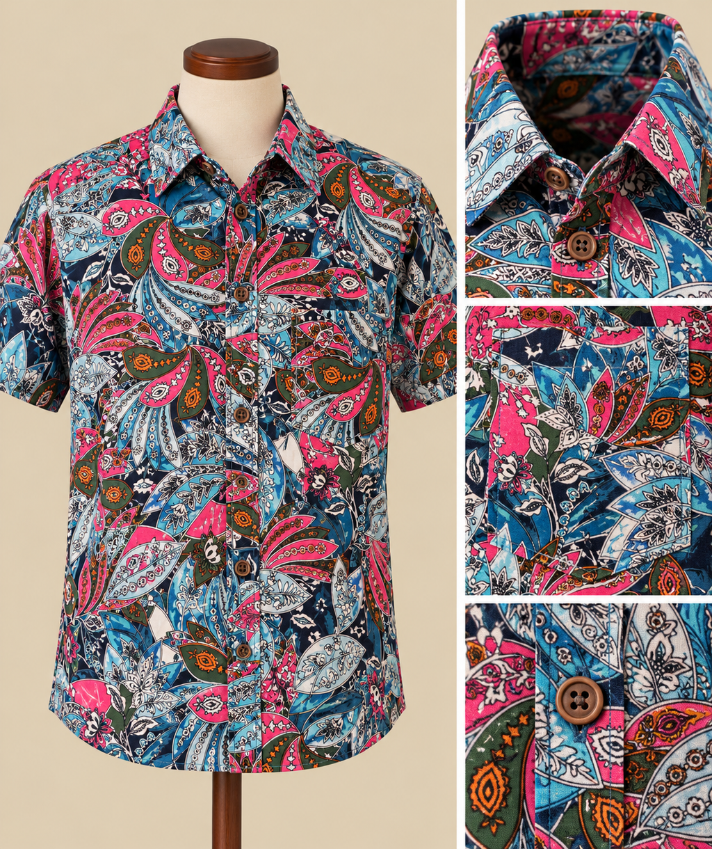 Vibrant Paisley Shirt Detail Collage