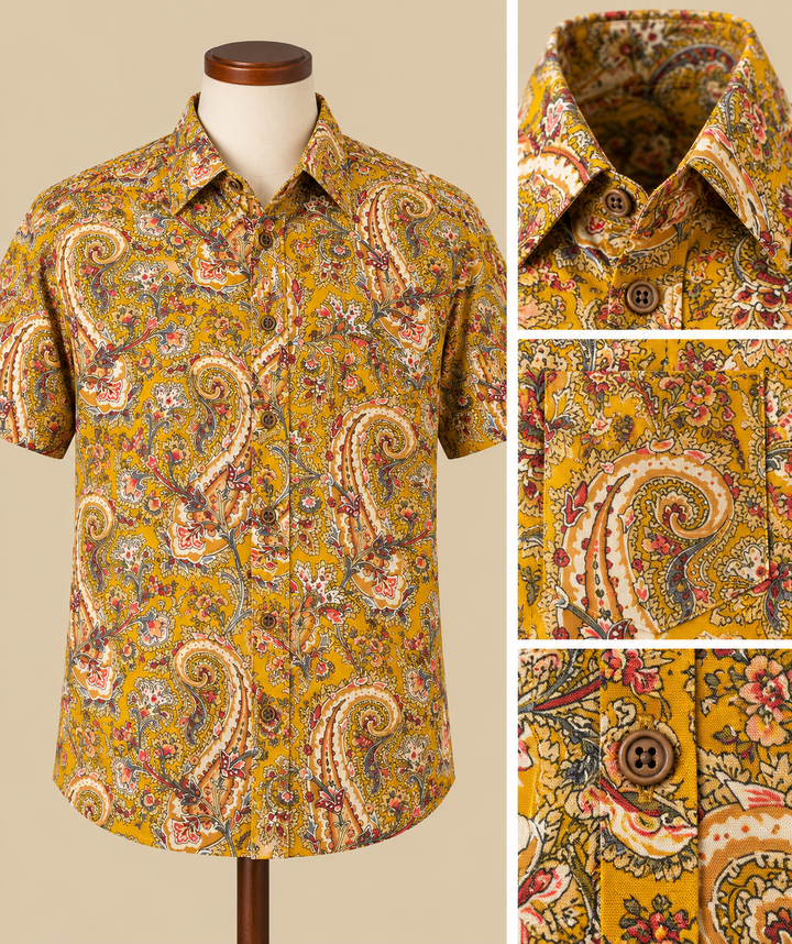 Mustard Paisley Shirt Detail Collage