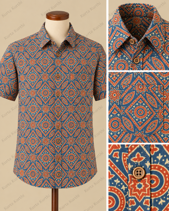 Navy Medallion Shirt Detail Collage