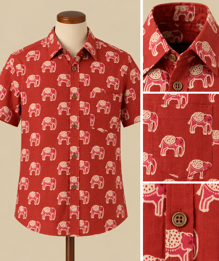 Red Elephant Print Shirt Catalog