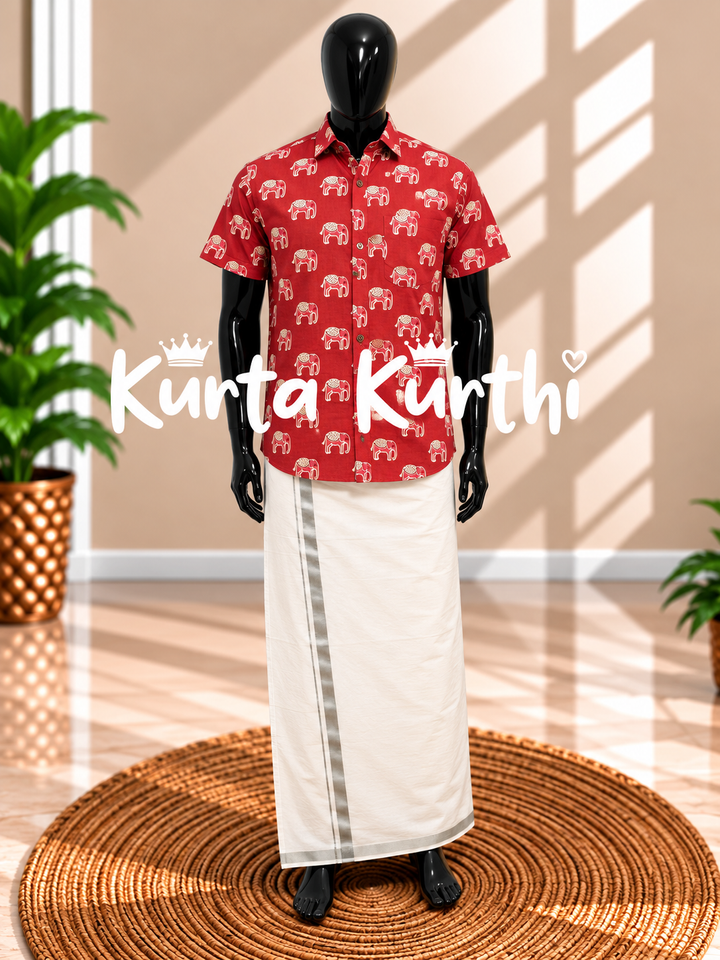 Maroon Elephant Print Kurta Display