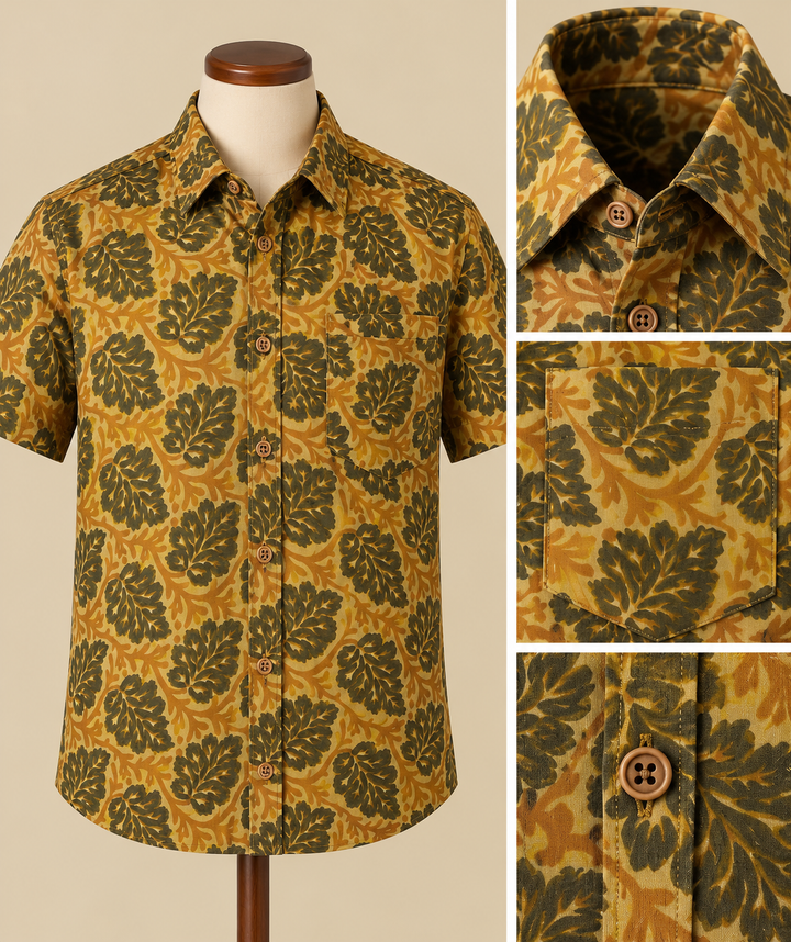 Botanical Mustard Shirt Detail Collection
