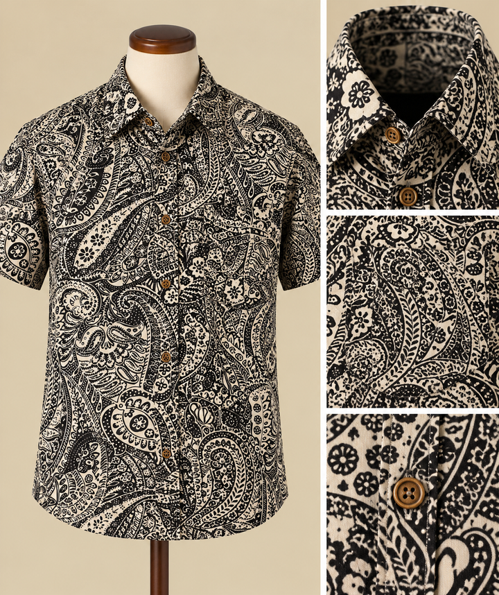 Paisley Shirt Product Detail Collage