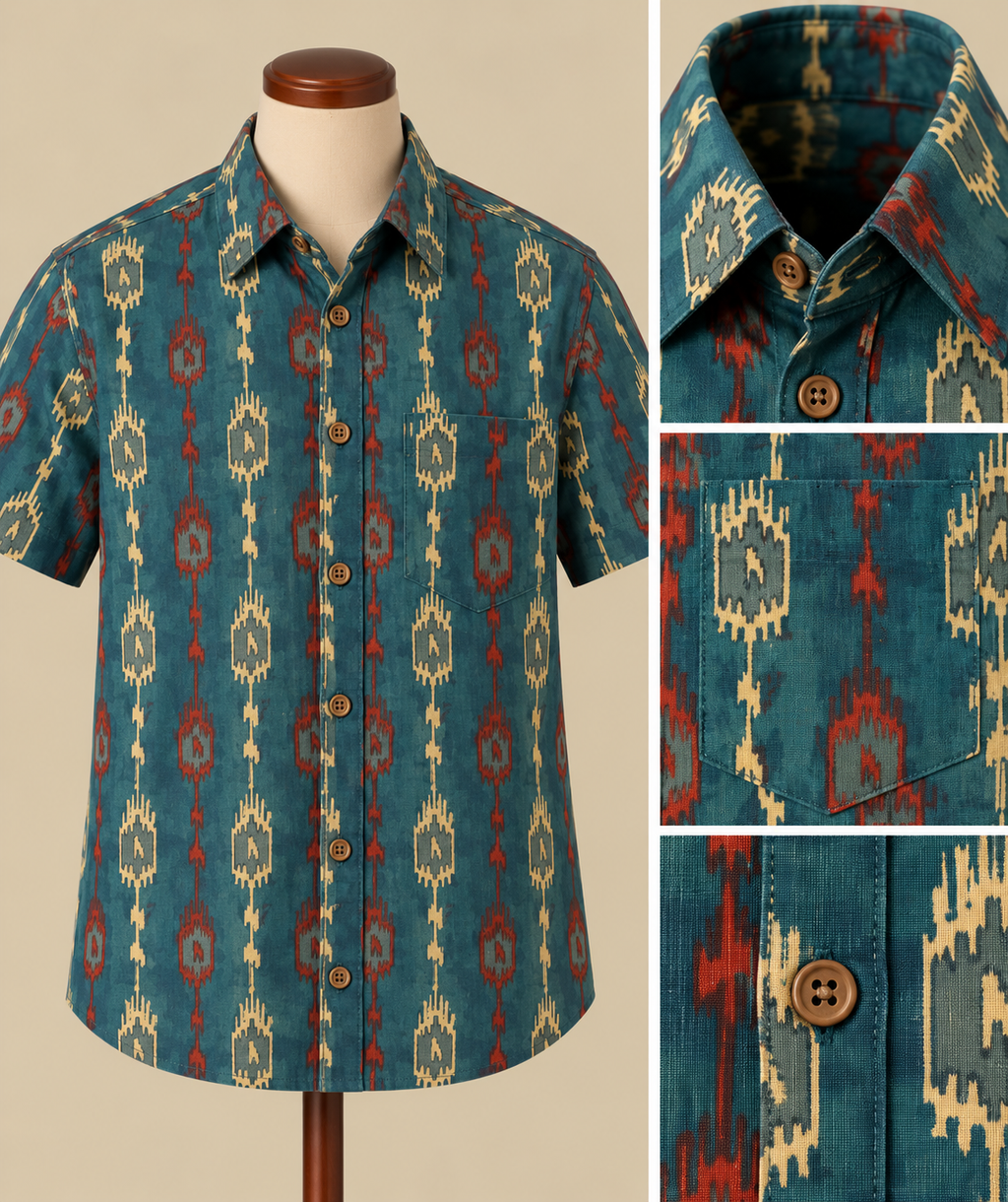 Teal Ikat Shirt Detail Collage (1)