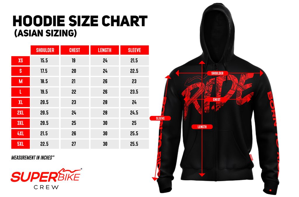 SIZE CHART-HOODIE(ASIANSIZING)