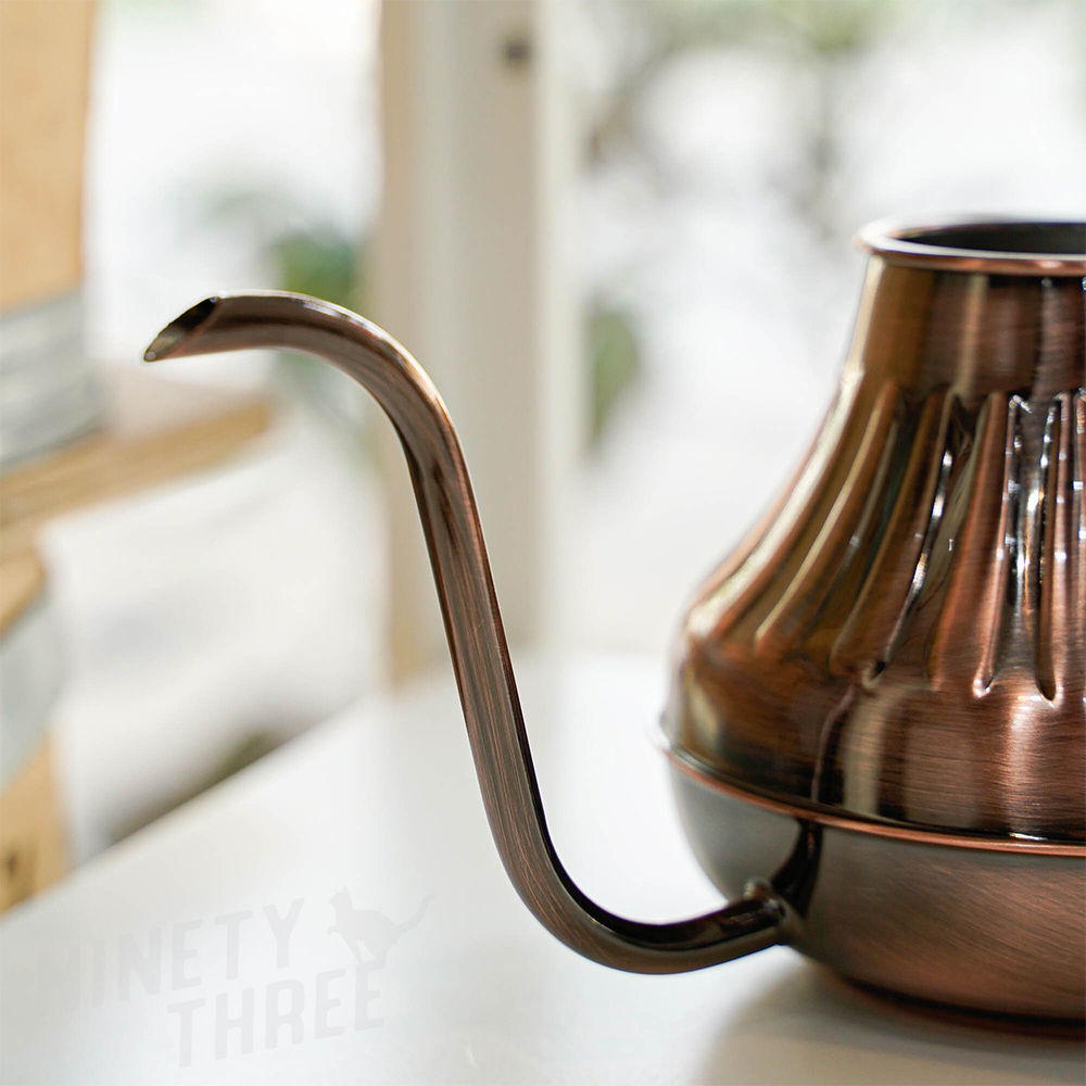 HERO 手工刷色手沖壺500ml 宮廷壺附溫度計304不鏽鋼『93咖啡』 – 93